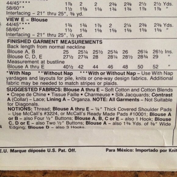 Vtg 1980s McCall's 3932  w Tie Bow Pattern Sz 12  34" Bust Shoulder Pads - Picture 6 of 12